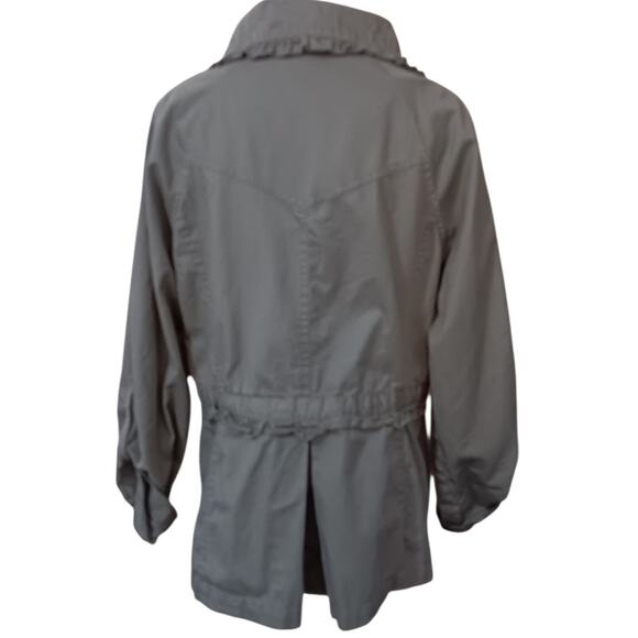 SANDRO Lightweight Jacket XL Khaki Green Zip Tie Waist Roll Tab Casual Outdoors - Picture 2 of 10